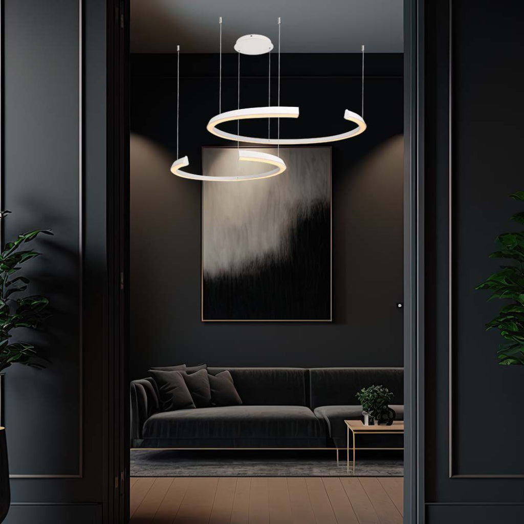 V-TAC Lampadario LED a Sospensione con 2 Mezzaluna 48W in Metallo Colore Bianco 4000K Triac Dimmerabile V-TAC Lampadario LED a Sospensione con 2 Mezzaluna 48W in Metallo Colore Bianco 4000K Triac Dimmerabile